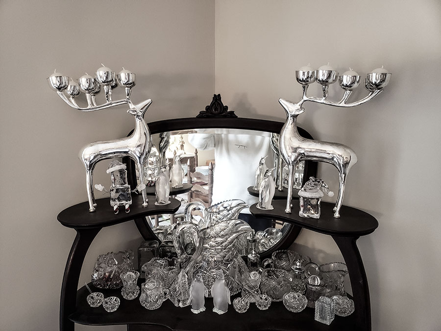 Silver deer candle sticks