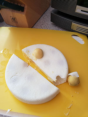 Eggs on cutting board