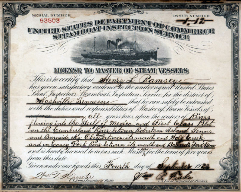 Steamboat Certificate