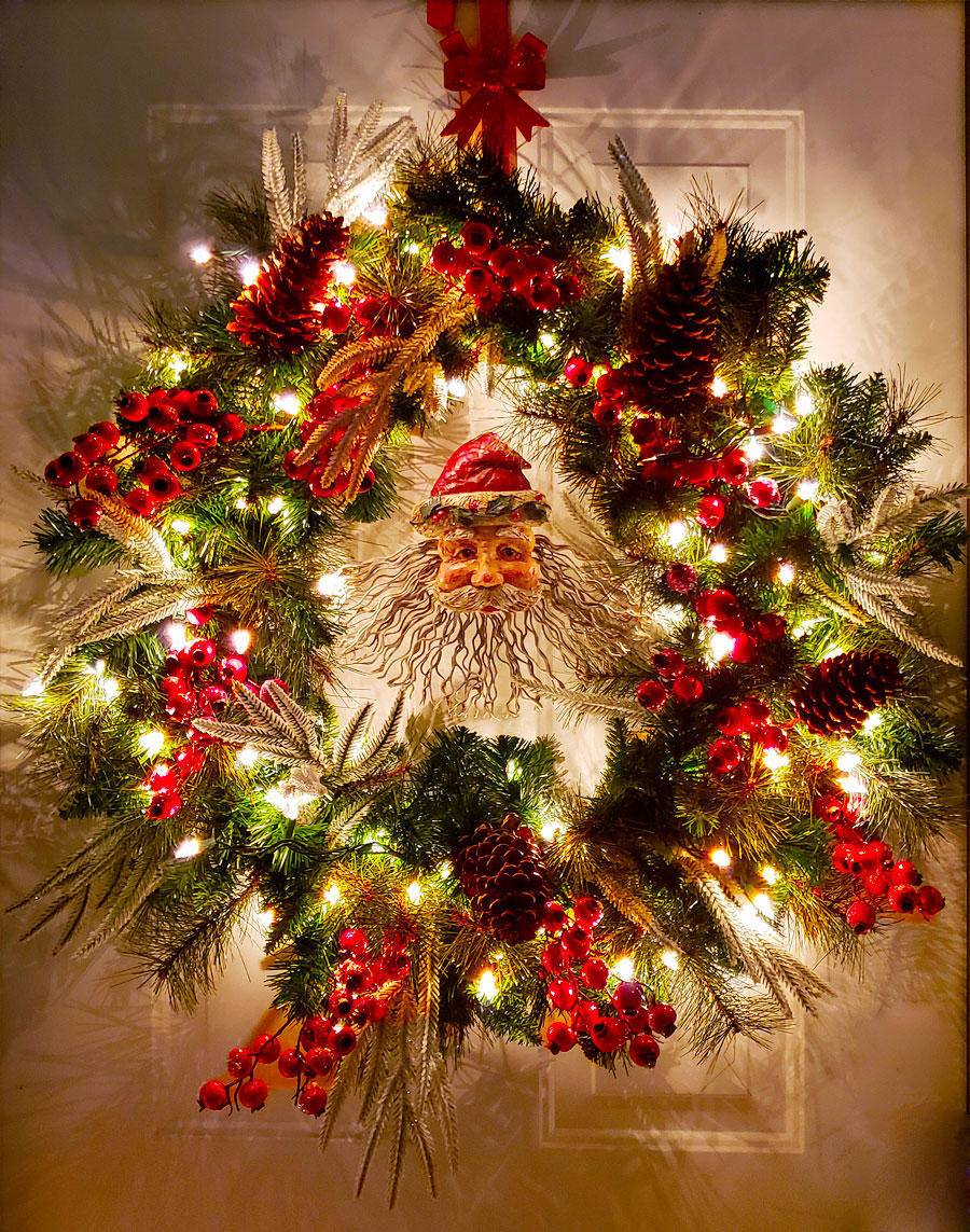 Front Door Lighted Wreath