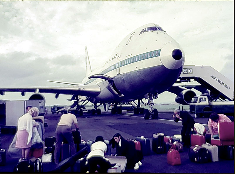 747 with Luggage on Tarmac 