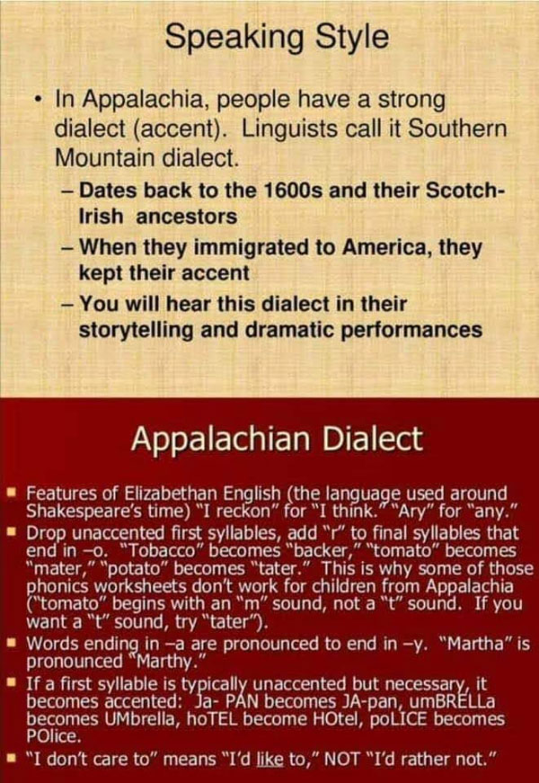 Appalachian Diction